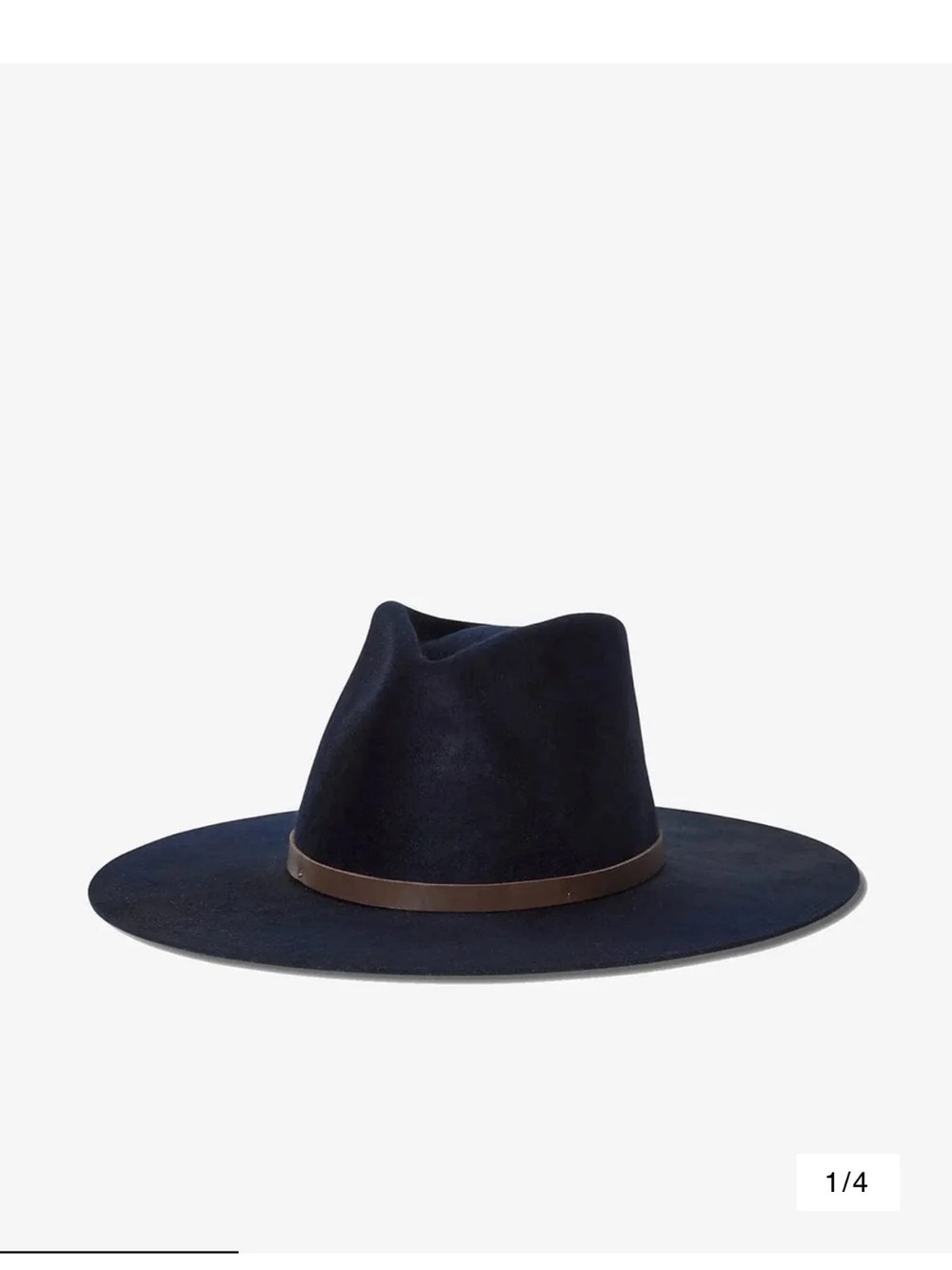 NWT Janessa Leone Navy Harley Felt Wide-Brim Hat with Brown Band